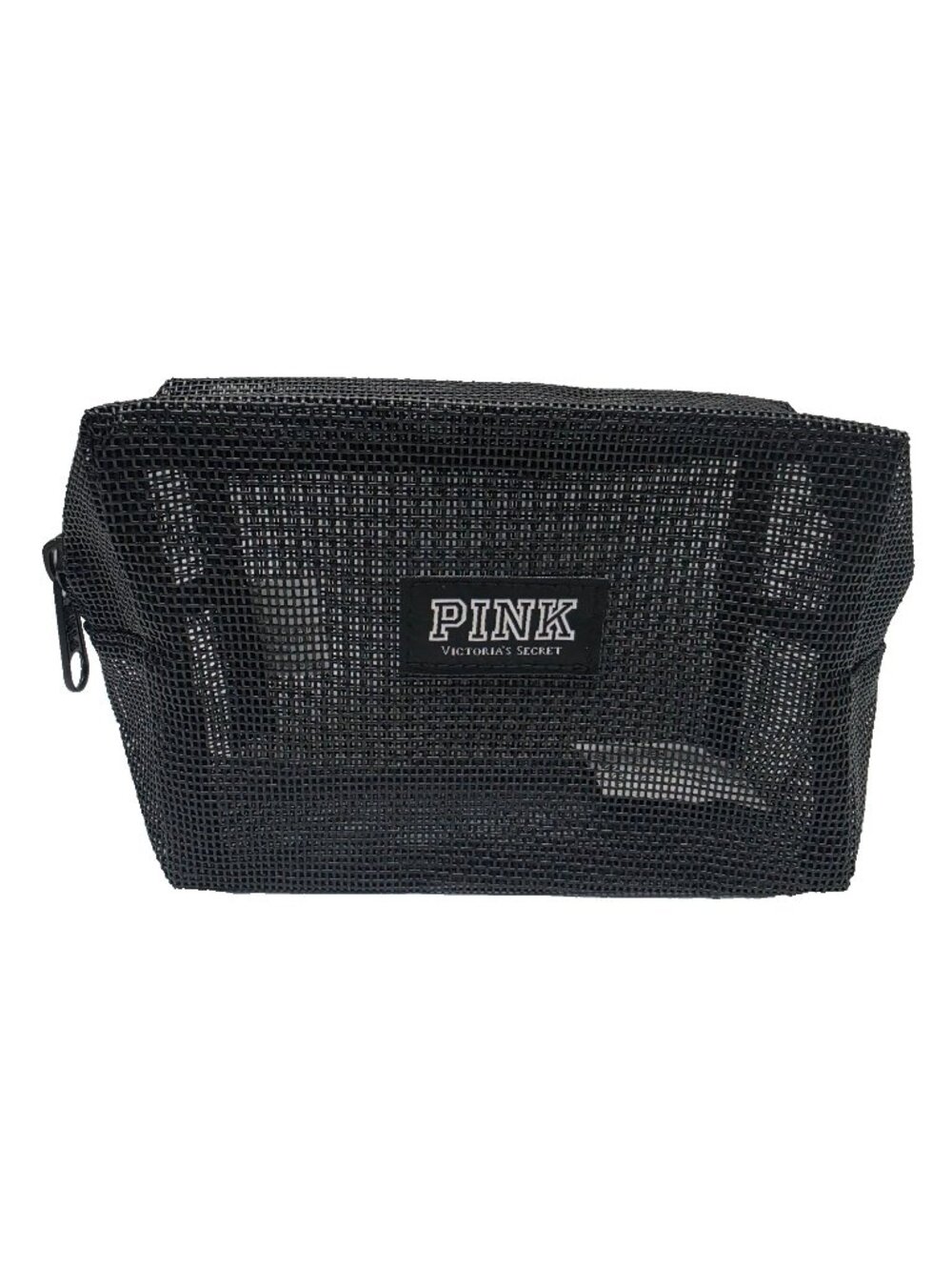 Rare PINK Victoria's Secret Black Mesh Cosmetic Bag NIP Travel Makeup Case